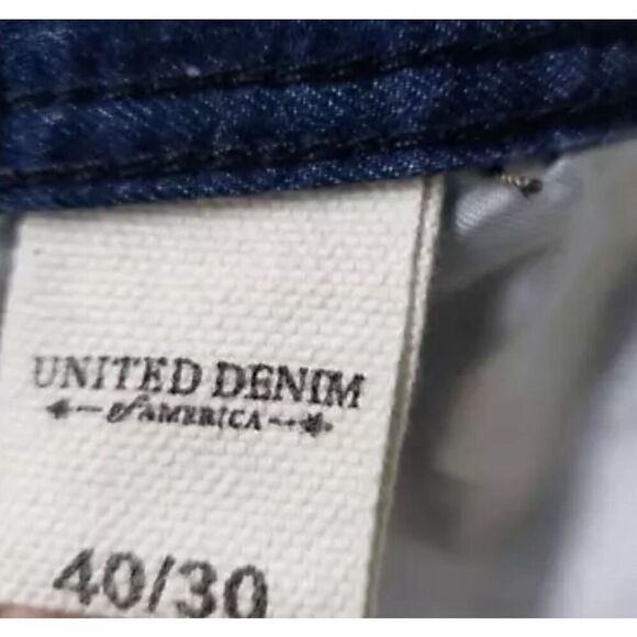 United Denim Jeans Size 40x30 Men Straight Mid Rise Medium Wash Blue Denim - Picture 8 of 10